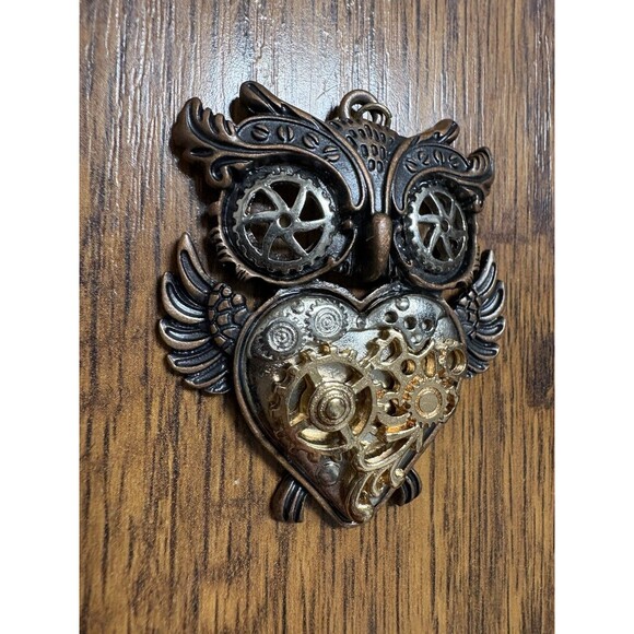 Steampunk Owl Zipper Pull Keychain Purse Charm Or Necklace Pendant - Picture 2 of 6